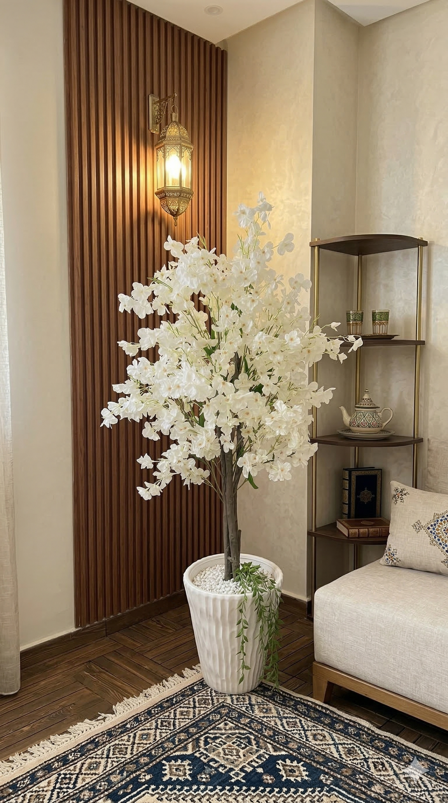 Arbre Artificiel de Cerisier Blanc en Pot