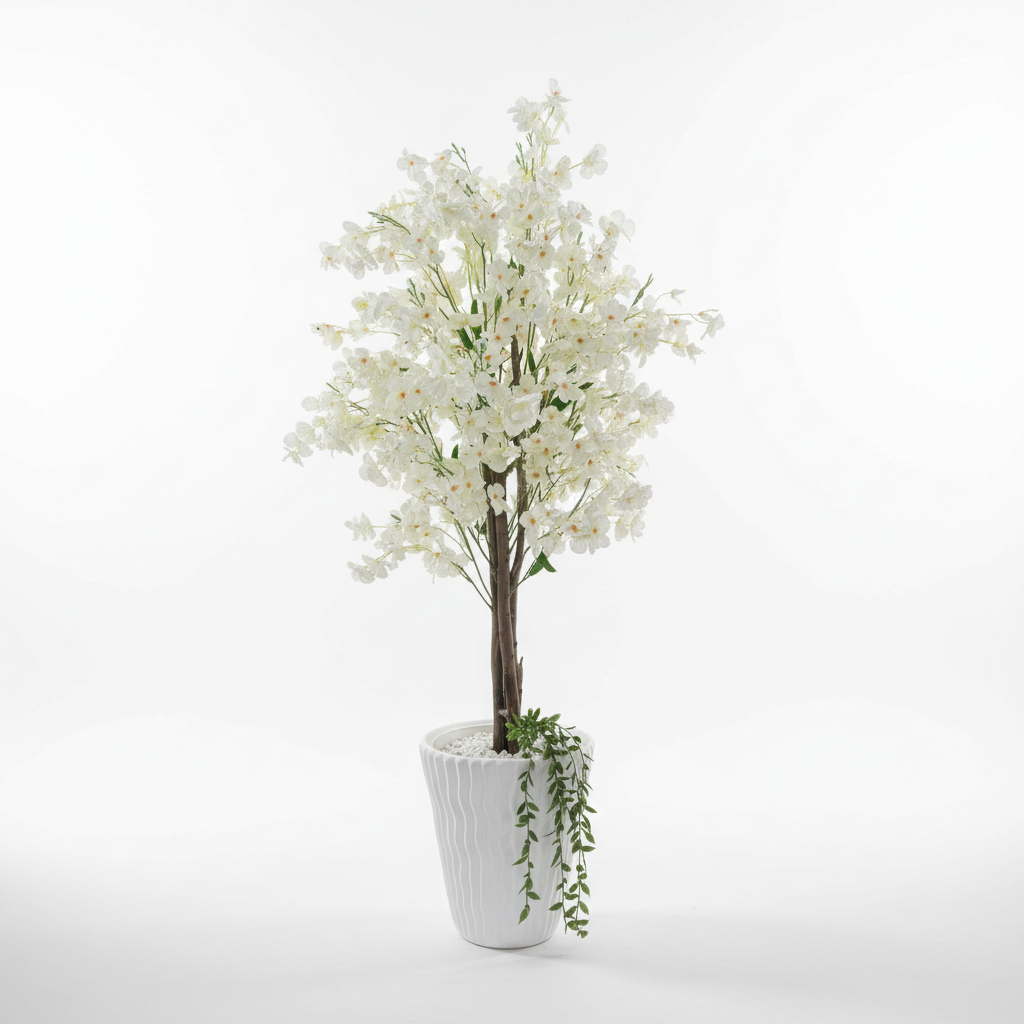 Arbre Artificiel de Cerisier Blanc en Pot
