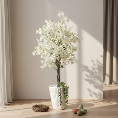 Arbre Artificiel de Cerisier Blanc en Pot